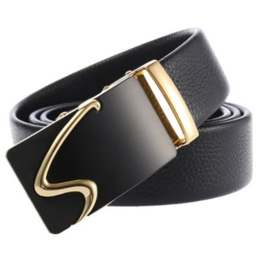 Designer Automatic Buckle Belt - Black/gold