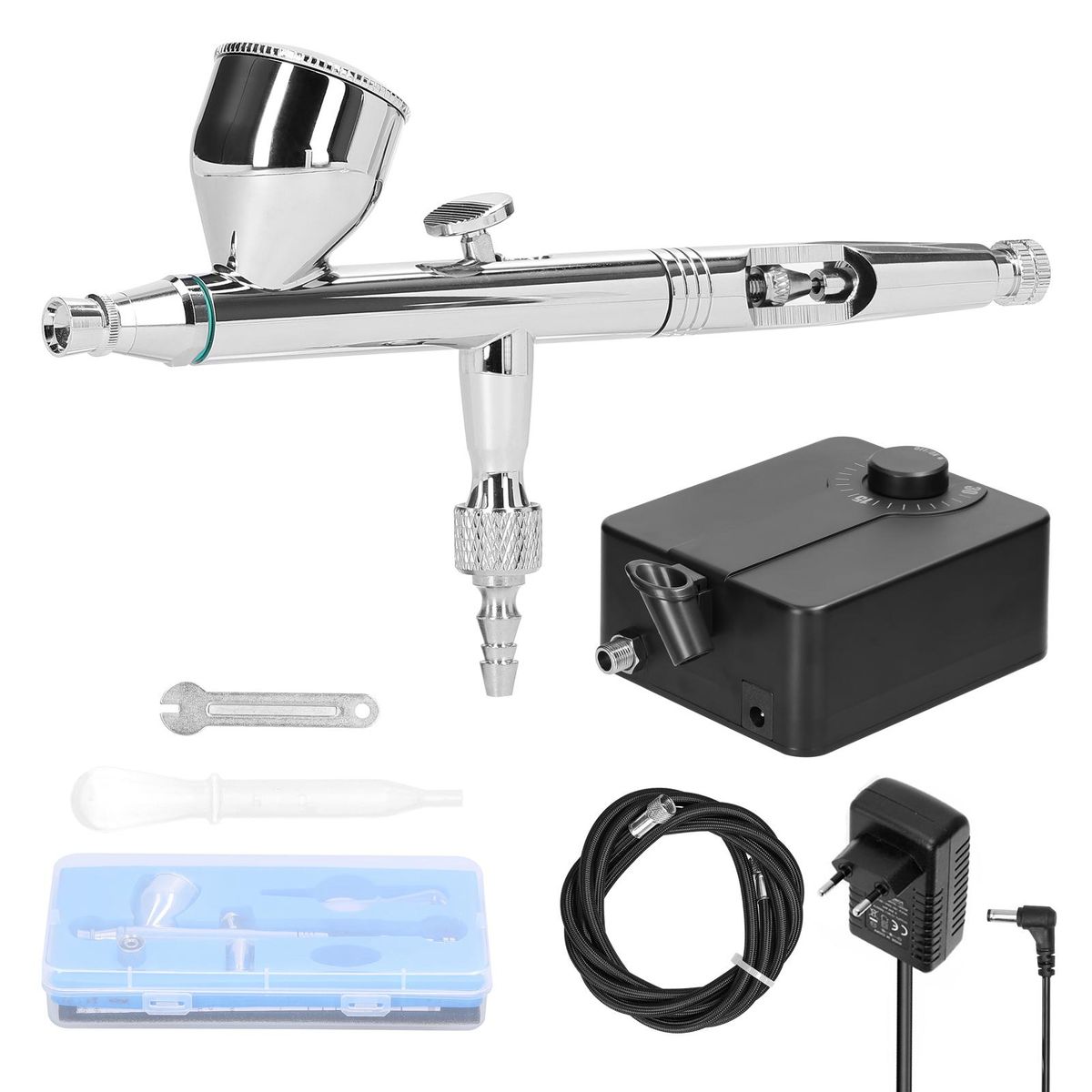Multi-purpose Professional T182C 0.3mm Airbrush Max 30PSI Air Pump Set for Model Making DIY Art Painting