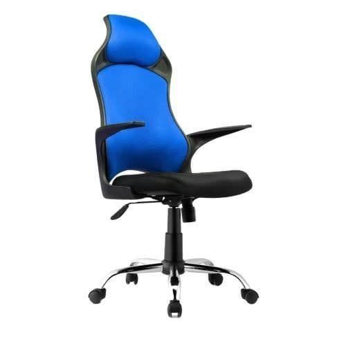 Moq Ergonomic Swivel Mesh High Back Chair - Blue and Black