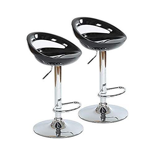 Height Adjustable Gloss Bar Stool ( Set Of 2)-Black