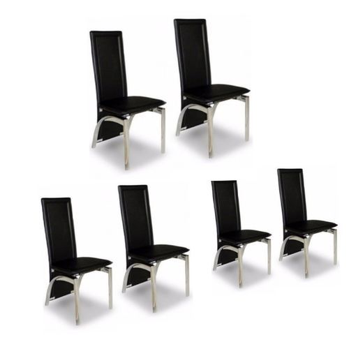 Leather Dinning  Comfort Chair - 6 Pieces-Black