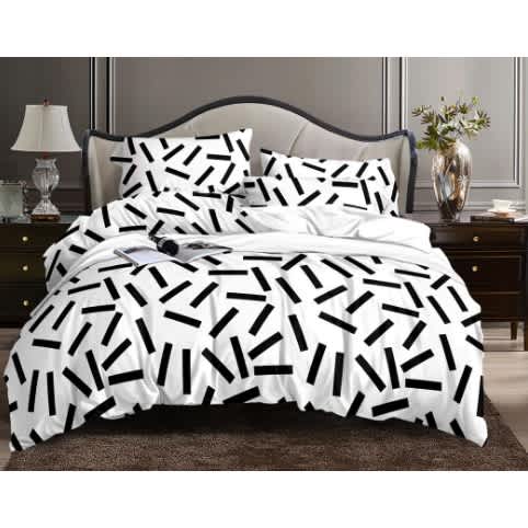 White And Black Color Duvet Set With Pillowcases