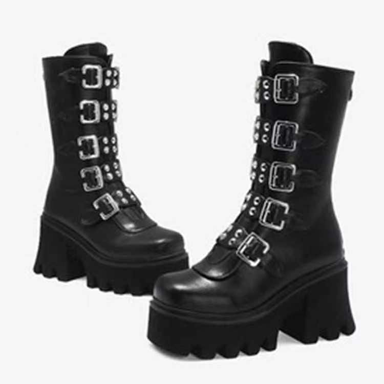 Handsome Rear Zipper Large Size Stage Boots