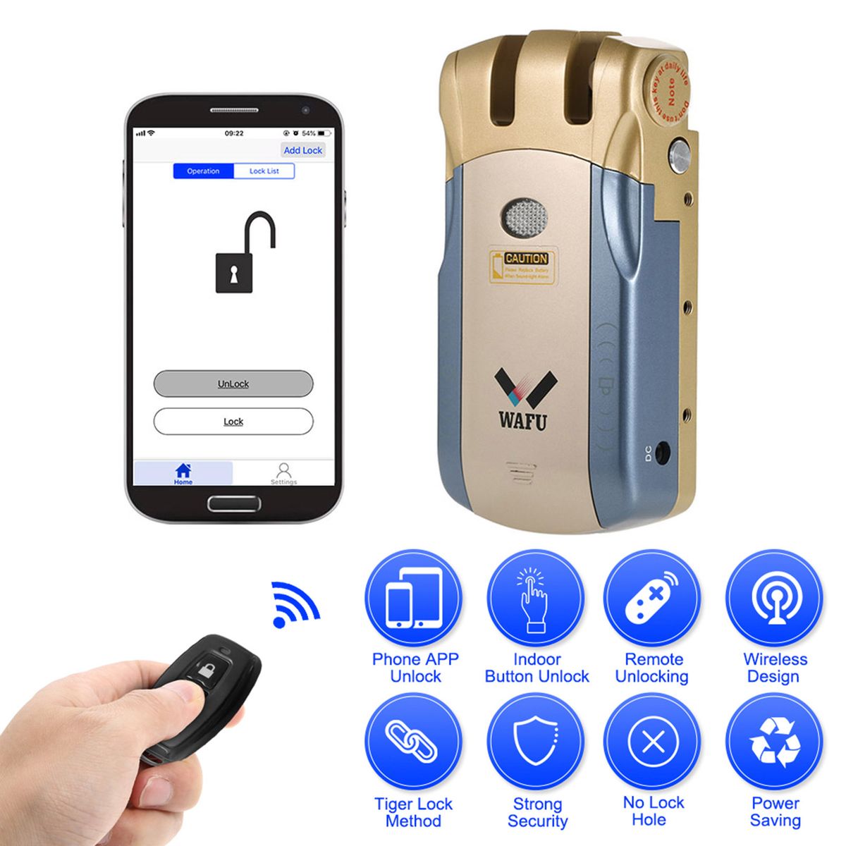WF-018U Wireless Remote Control Lock Security Invisible