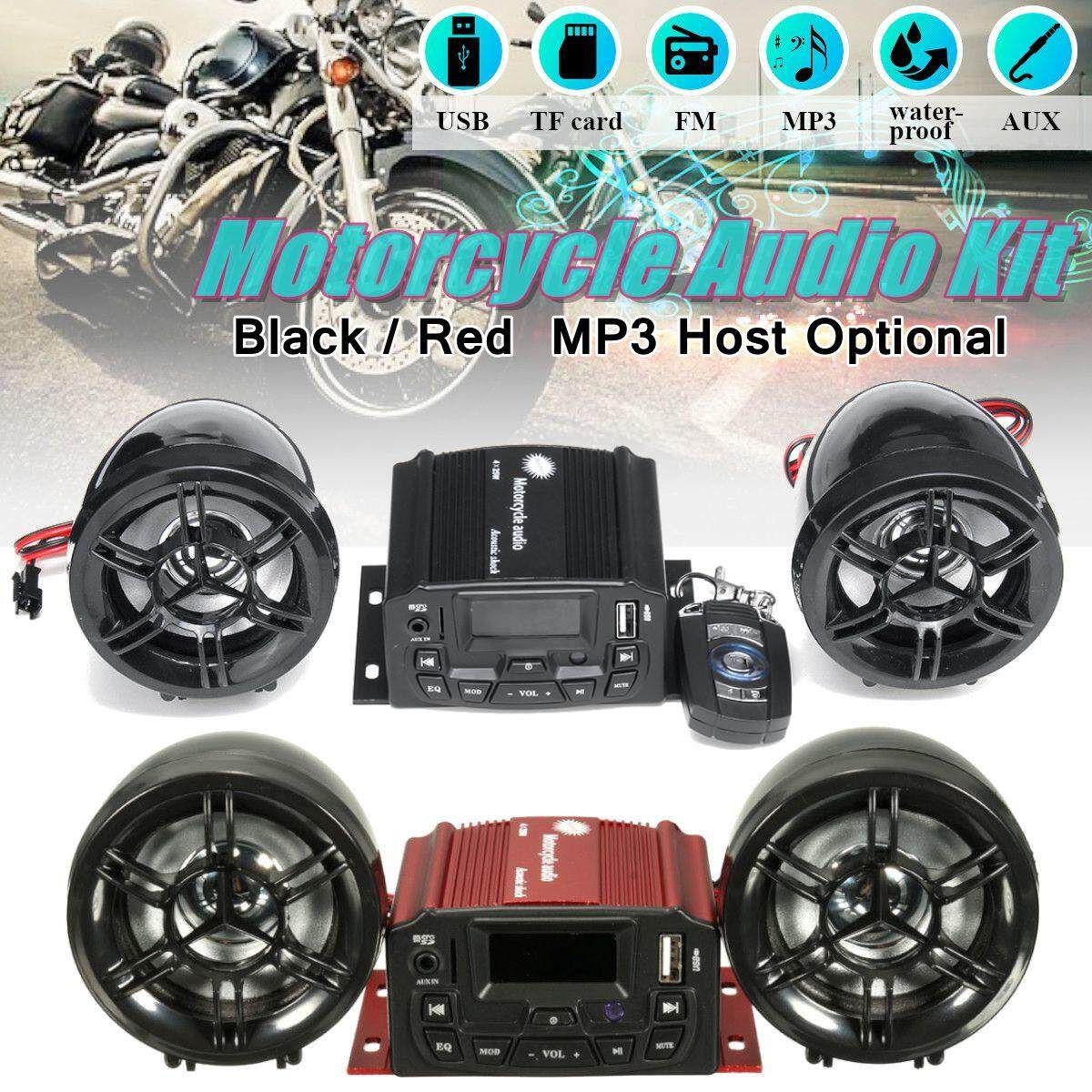 12V Motorcycle Audio Sound System Remote Control Speaker FM SD USB MP3 Player