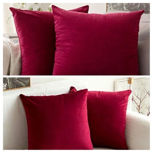 Velvet Throw Pillow Set - 4pieces - Wine