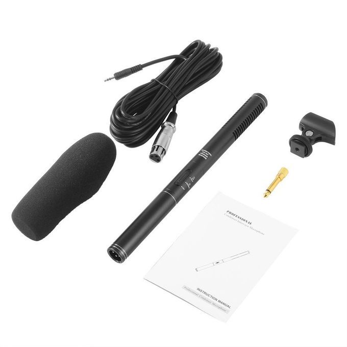 Professional Broadcast Condenser Interview Uni-Ultra-Directional Microphone Black