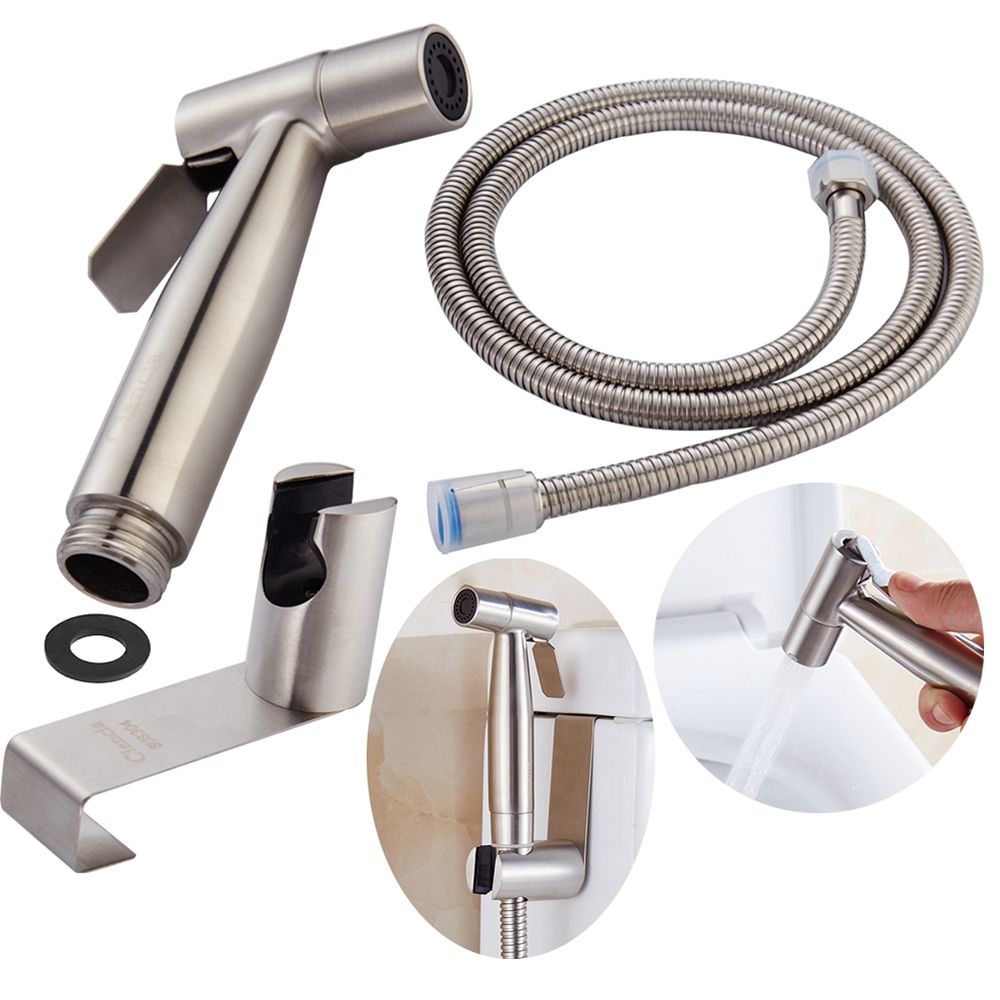 SUS304 Stainless Steel Nickle Bathroom Handheld Bidet Shattaf Sprayer Transforms Toilet Into Spray Bidet Vaporizer WS024S