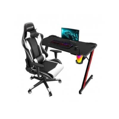 Executive Office Gaming Chair + Gaming Desk - Black/white
