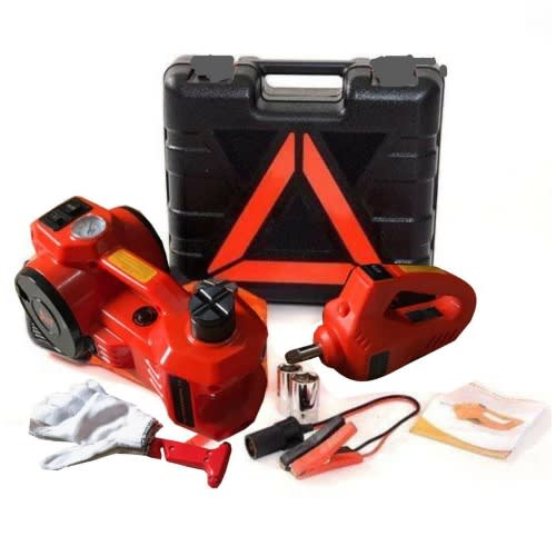3 In 1 Electric 3 Ton Car Hydraulic Floor Jack + Tyre Inflator & Air Pressure Gauge