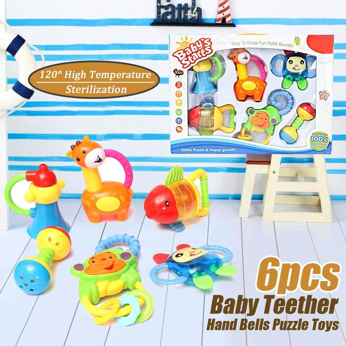 6Pcs Baby Handbell Animal Model Toys Bundle Rattles Development Christmas Gift