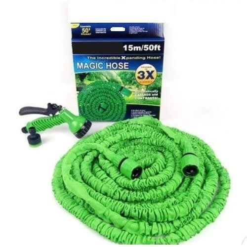50ft 3x Expandable Garden Magic Hose With Spray Gun - Green
