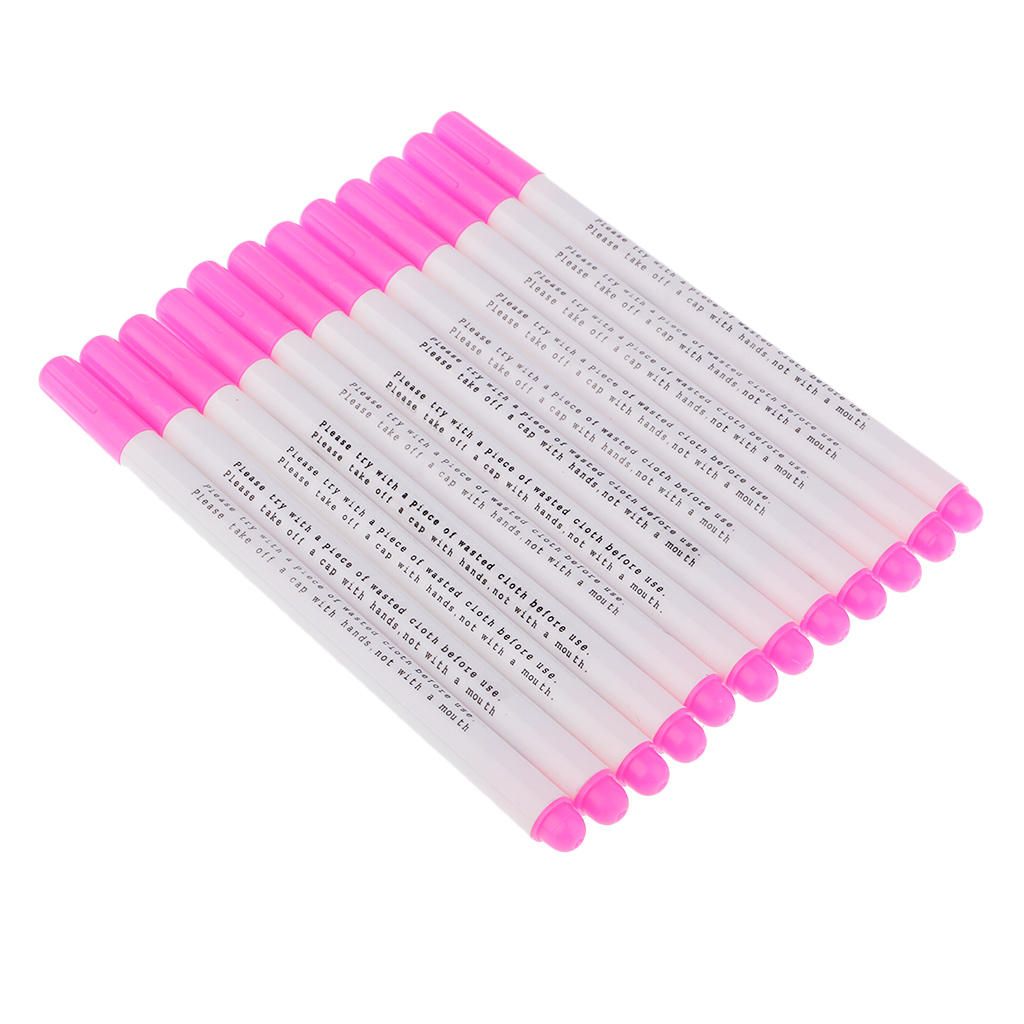 12 Piece Erasable Pen Marker Pens For Fabric Marking Pink