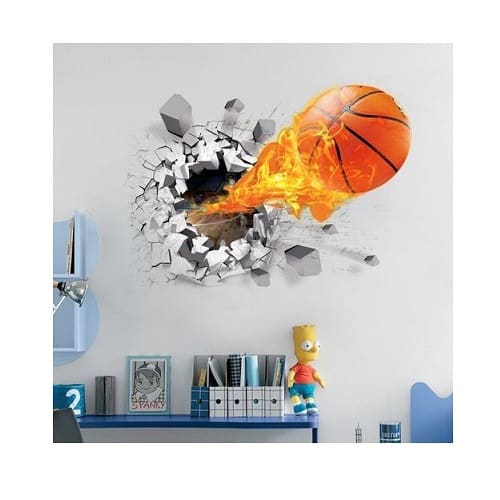 3d Basketball Removable Pvc Wall Sticker