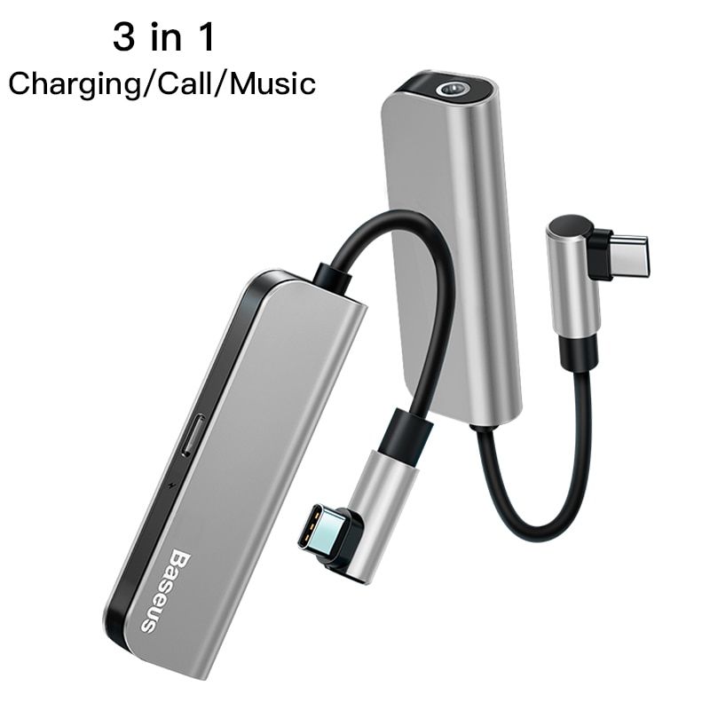 Baseus USB Type C To 3.5mm Jack Earphone Aux Adapter PD 18W USB-C Type-C OTG Cable For Huawei Samsung Note 10 Plus USBC Splitter