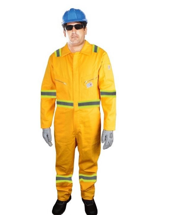 EIT YELLOW FIRE RETARDANT COVERALL WITH REFLECTOR - 320 GSM