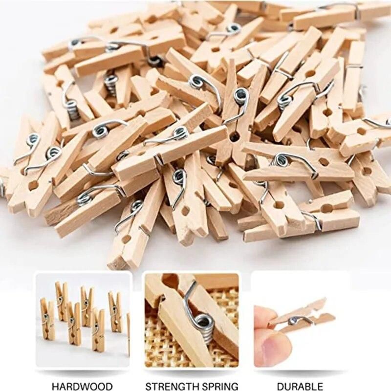 100 Pcs Mini 25mm Natural Wooden Small Size Clips Photo Clips Clothespin DIY Wedding Party Wooden Clip Clips Pegs Dropshipping