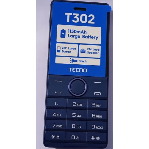 T302 - 2.0 Display - Fm Loud Speaker - Torch - 1150mAh - Blue
