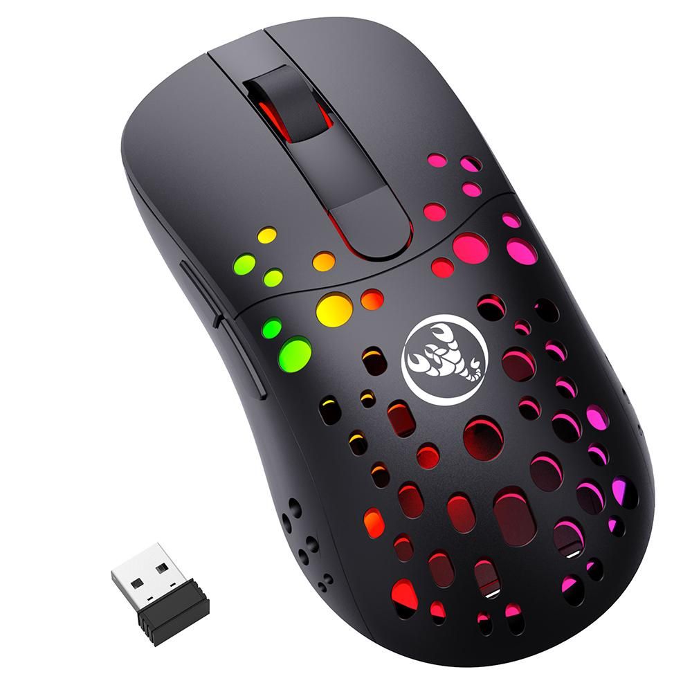 HXSJ T100 Type-C Wired & 2.4G Wireless 10000DPI Programmable RGB Backlit Mouse 6 Adjustable DPI Levels 4 Adjustable Polling Rate