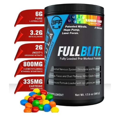 Fullblitz Pre-workout 24srv Nitric Oxide Boosting Muscle Pumps, Laser Focus & Nootropi