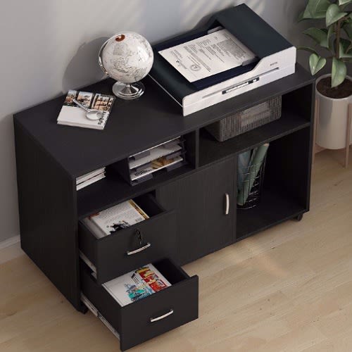 2 Drawer Mobile Lateral Filing Cabinet With Locks And Wheels