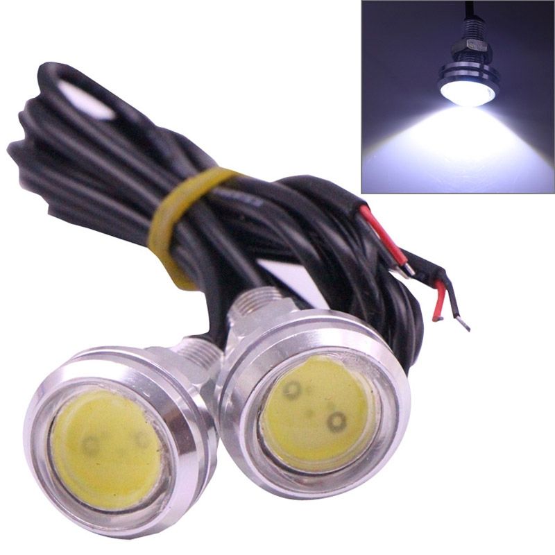 2 PCS 2x 3W 120LM Waterproof Eagle Eye Light White LED Light For Vehicles, Cable Length: 60cm(Silver)