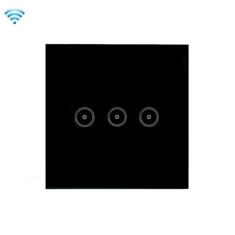 Smart Switch , Model: Black 3 Gang (Zero Firewire Wifi  )