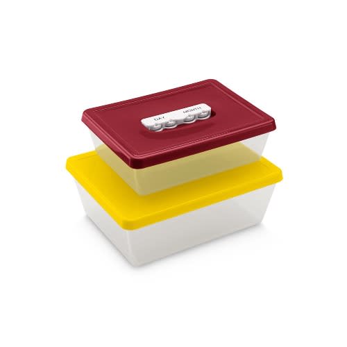 Food Storage Boxes Set Of 2 - Yellow & Red