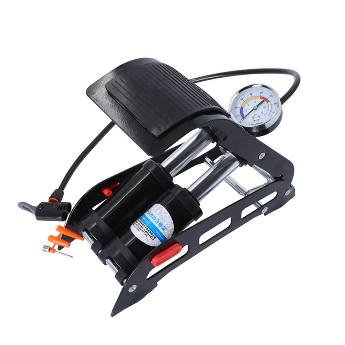 Double Barrel Bike Floor Foot Pump ,High Pressure Up To 11 Bar / 160