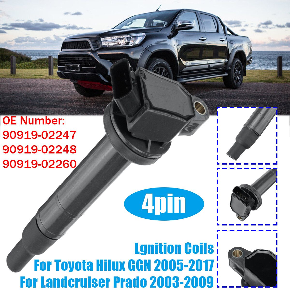 Lgnition Coils For Toyota Hilux GGN 2005-2017 Landcruiser Prado 2003-2009 #90919-02247