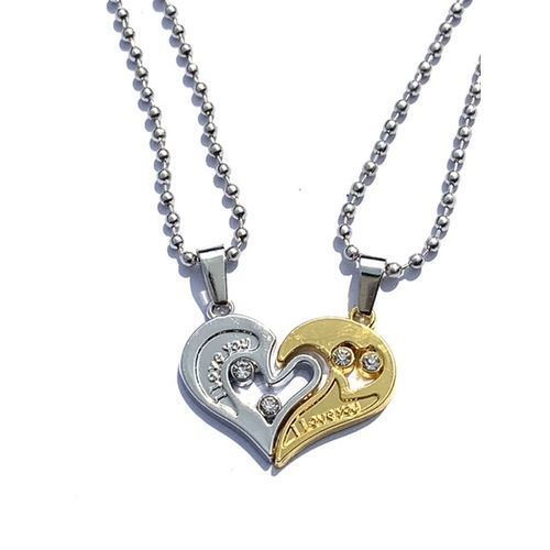 Couple Chain Necklaces, 2 In 1 Couple Necklace -Silver &Gold