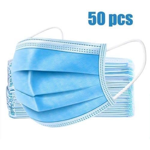 Blue Disposal Face Mask - 50 Pieces