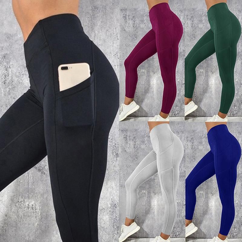 Yoga Running Sports Fitness Pants Side Mobile Pocket Sports Yoga Pants