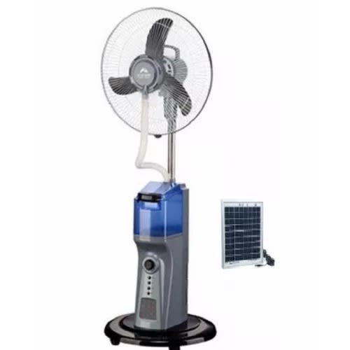 Rechargeable Mist Fan With Remote, Usb + 18voltage 10watts Solar Panel