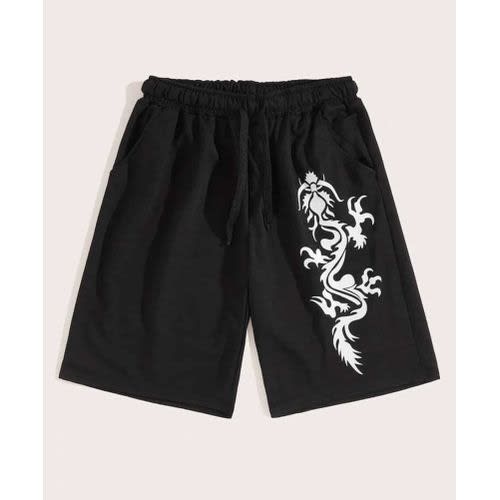 Dragon Printed Summer Short - Black