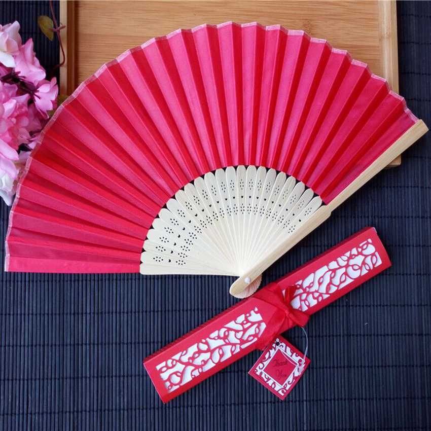 Customized Fan Folding Fan & Hand Favor Shipping Wedding Free Groom's Cloth Personalized Name Bride Gift Silk 10pcs