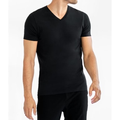 Men's Plain Basic V-neck Shirt -black