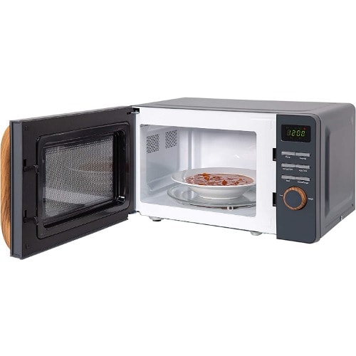 Digital Microwave With 5 Power Levels - Wood Effect Handle & Dials - Clock - 700W