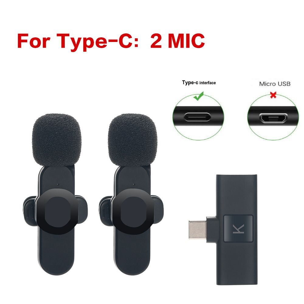 Wireless Lavalier Microphone Type C Portable Audio Video