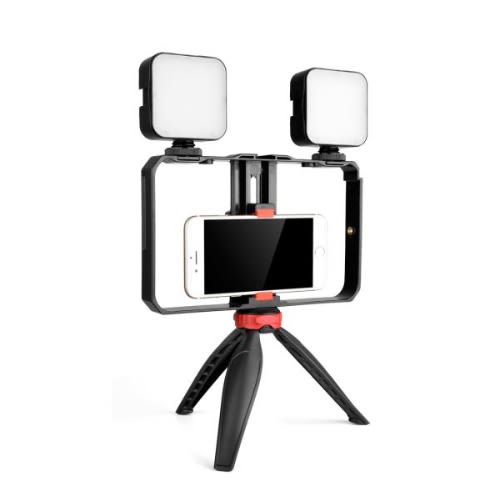 4 in 1 Vlogging Stand With Led Selfie Light For Smartphone