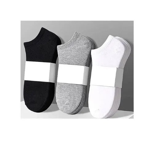 Unisex Ankle Socks - 3-in-1 - Black + White & Ash
