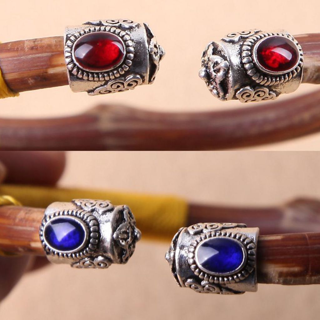 12Pcs Vintage Silver Carved End Bead Caps Bracelets Bangle Findings