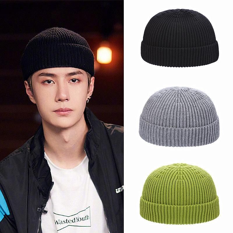 New Solid Color Warm Knitted Brimless Hat Men Beanies Winter Autumn Hip Hop Skullcap Street Mens Beanie Unisex Melon Cap