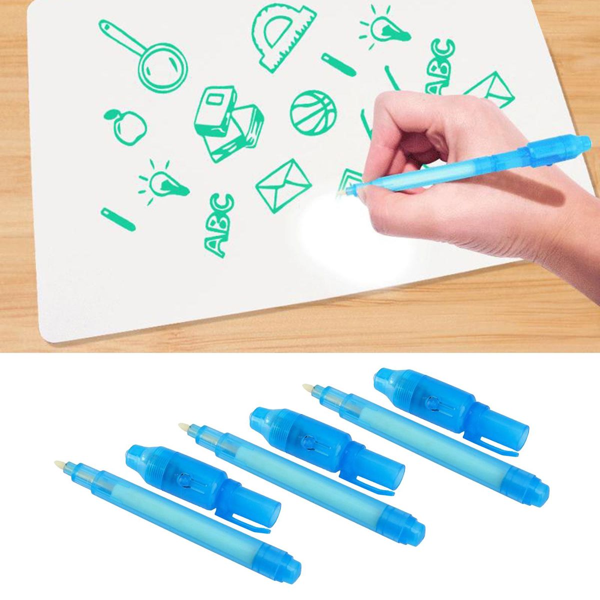 3Pcs UV Spy Pens Invisible Ink UV Light Secret Messages Party Kids