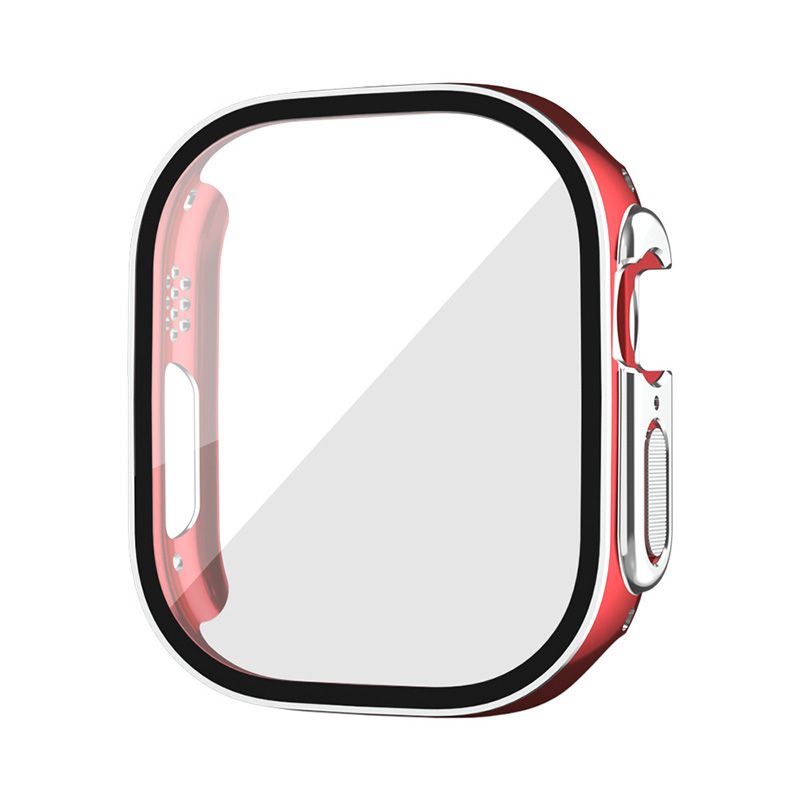 (red Silver)Screen Protector Case For Apple Watch Series 8 Ultra 49mm Frame Bumper Iwatch 8ultra Glass+cover For Apple Watch Accessories RA