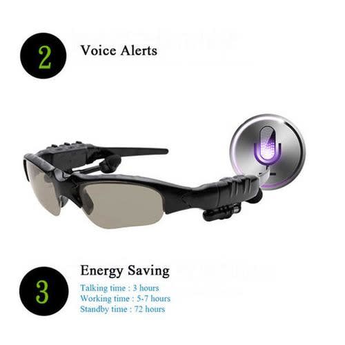 Wireless Bluetooth Dark Shades Sunglasses With Earphones