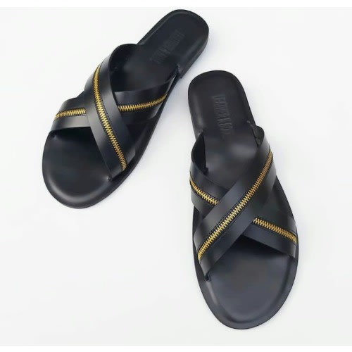 Realwon Black Zip Male Slippers
