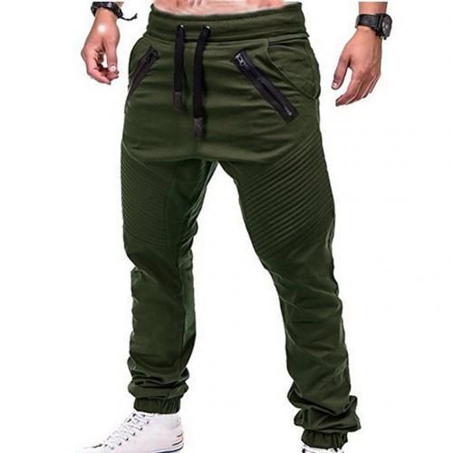 Casual pants with side pockets for men Sports long trousers with laces and zip with fashionable pockets