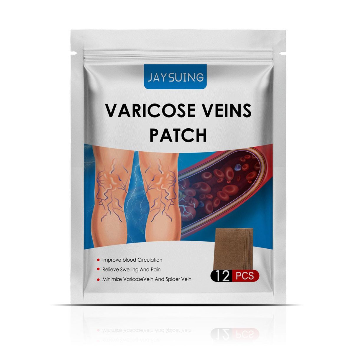 JAYSUING 12Pcs Varicose Veins Patches Skin-friendly Non-toxic Improve Varicosity Dredge Vein Relieve Soothe Swelling Pain