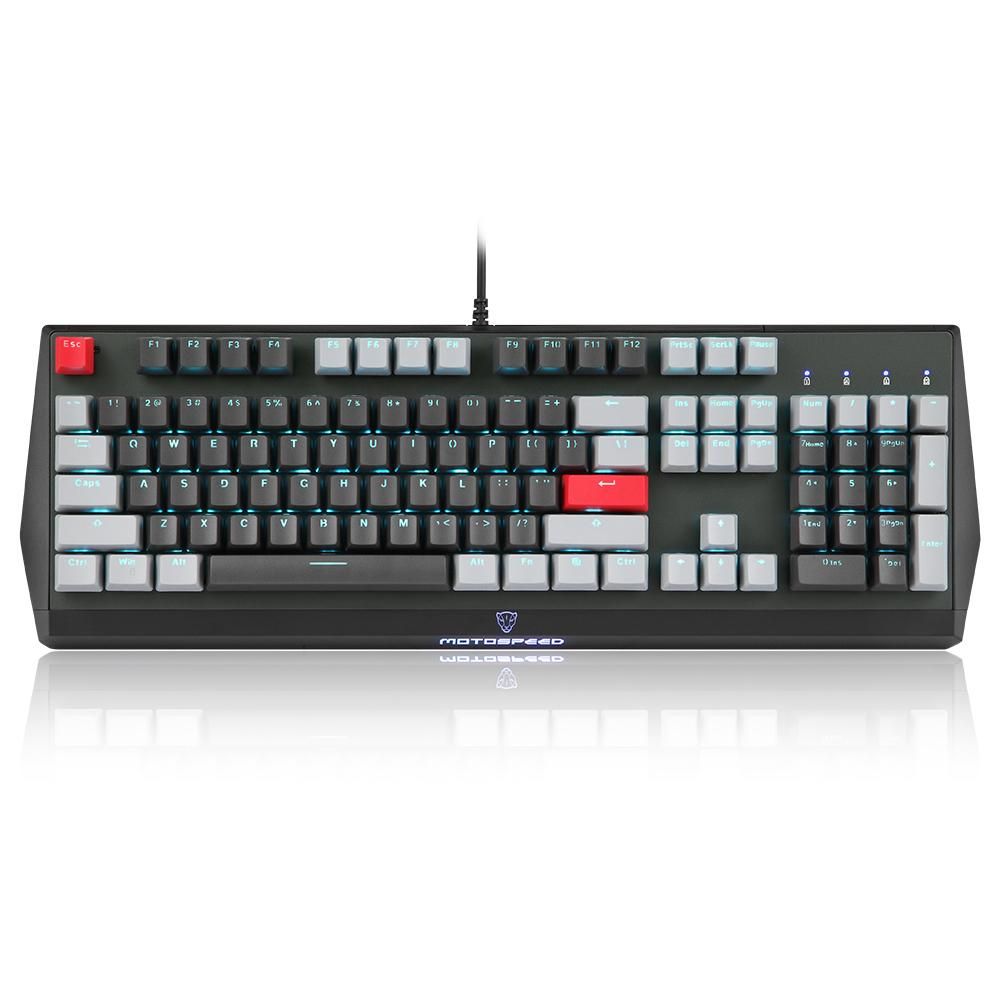 Motospeed CK74 104 Keys Wired Gaming Keyboard Monochrome Optical Axis Mechanical Keyboard Support N-key Rollover